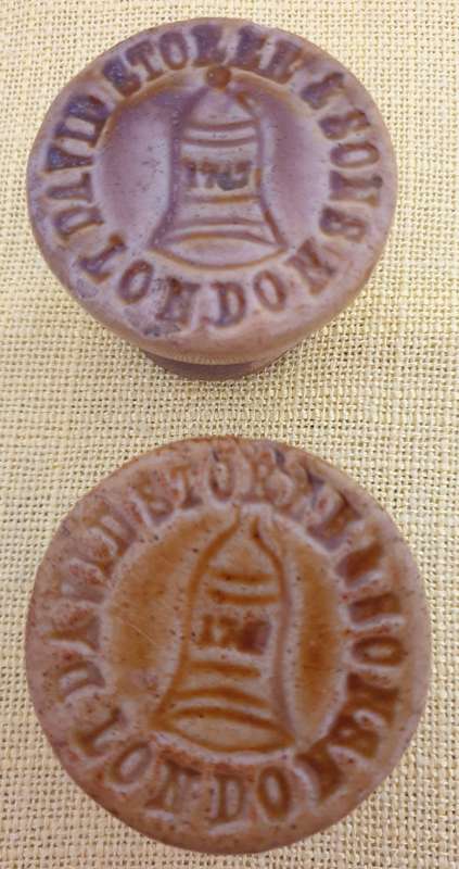 2 x very old David Storer & sons (London) stoneware jug lids