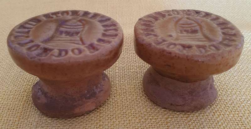 2 x very old David Storer & sons (London) stoneware jug lids