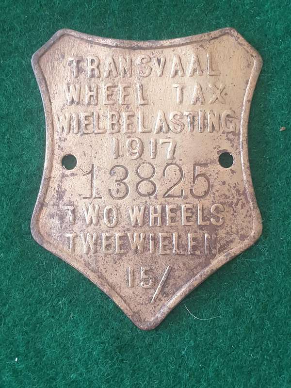 Antique (1917) Transvaal Wheel Tax disc