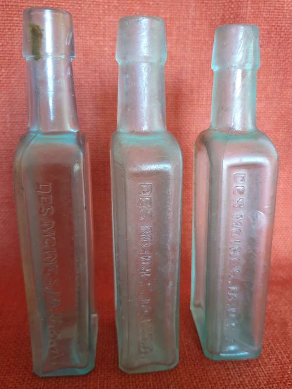 3 x very old Chamberlains Cough Remedy bottles