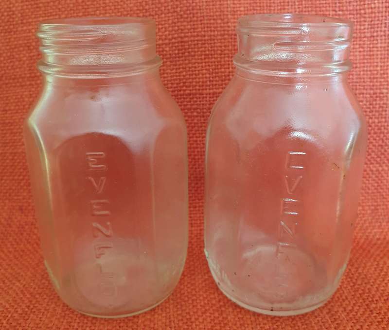 2 x vintage Evenflo (glass) milk feeding bottles (made in USA)