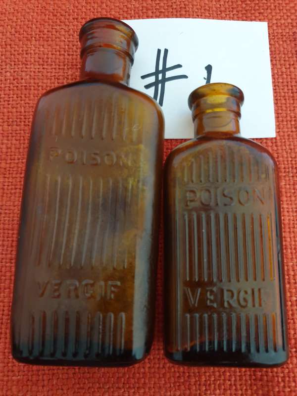 4 x vintage brown Poison/Vergif bottles #1