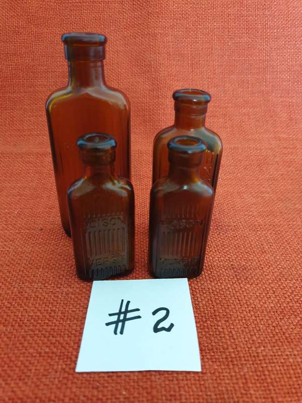 4 x vintage brown Poison/Vergif bottles #2