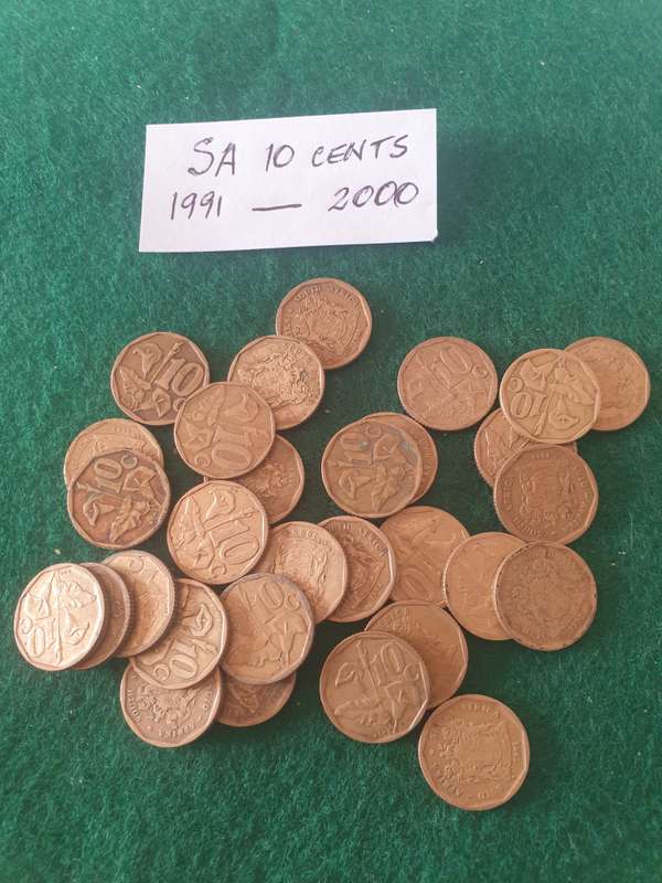 31 x South African 10c (1991 to 2000)