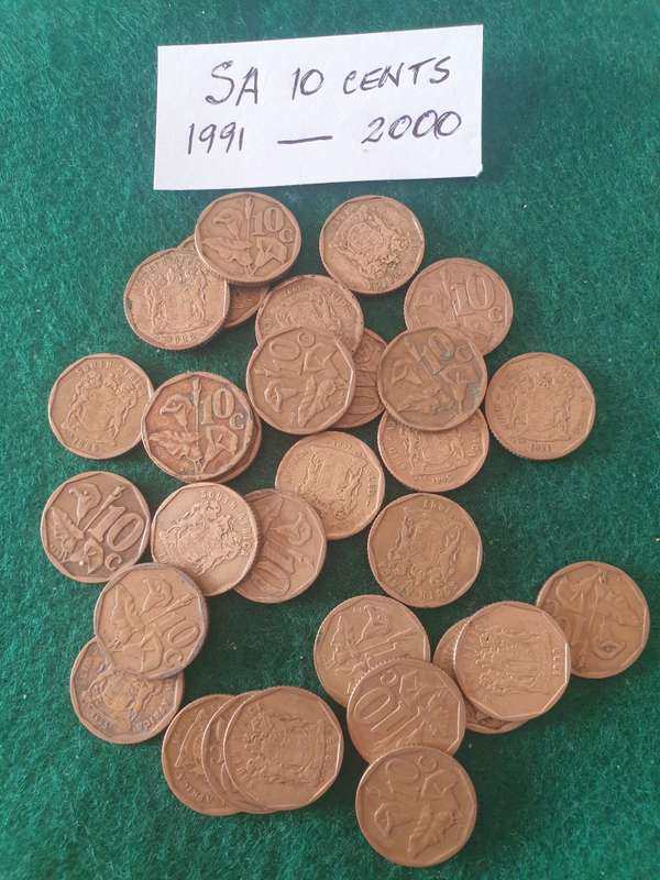 31 x South African 10c (1991 to 2000)
