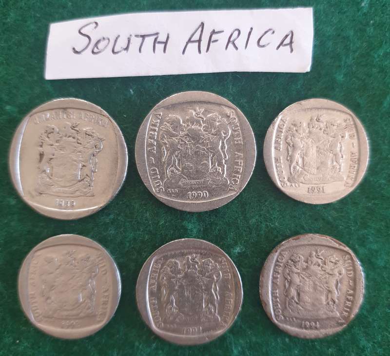 6 x South African R1-00 and R2-00 coins
