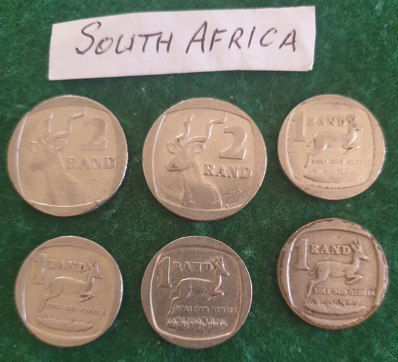 6 x South African R1-00 and R2-00 coins