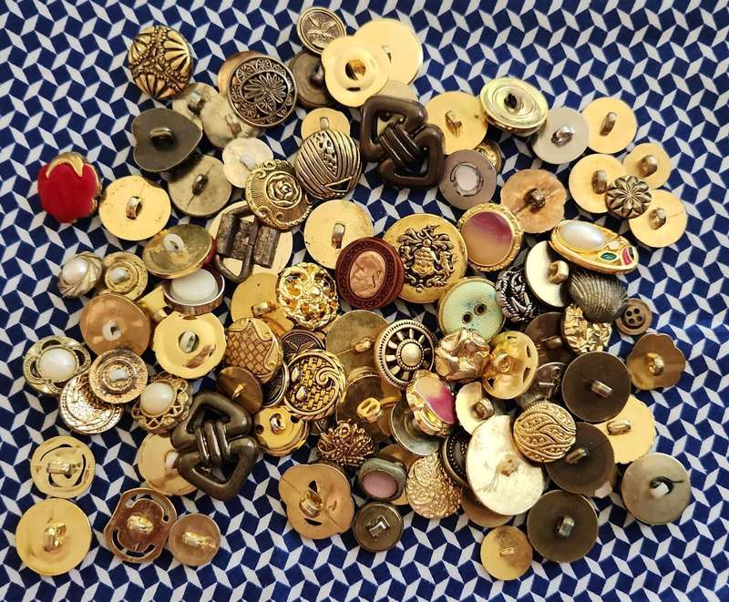 Buttons Assorted Gold colored buttons for clothing or arts and craft projects