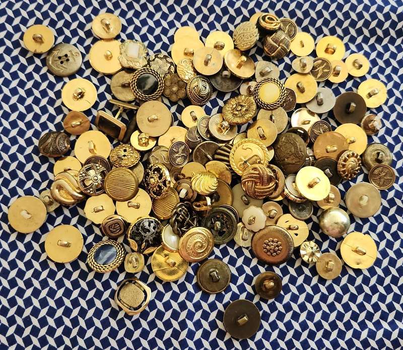 Buttons Assorted Gold colored buttons for clothing or arts and craft projects