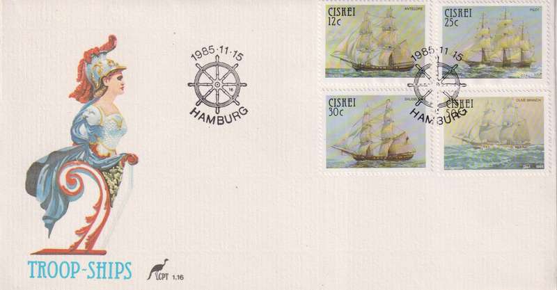 FDC Ciskei 1985 Sailing Ships - Troup Ships