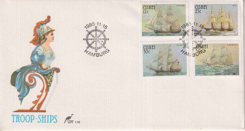 FDC Ciskei 1985 Sailing Ships - Troup Ships