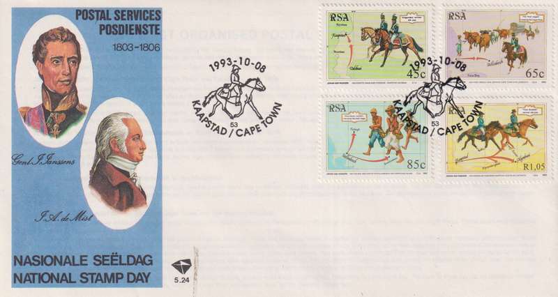 FDC RSA 1993 National Stamp Day - Early 19th Century Postal Services