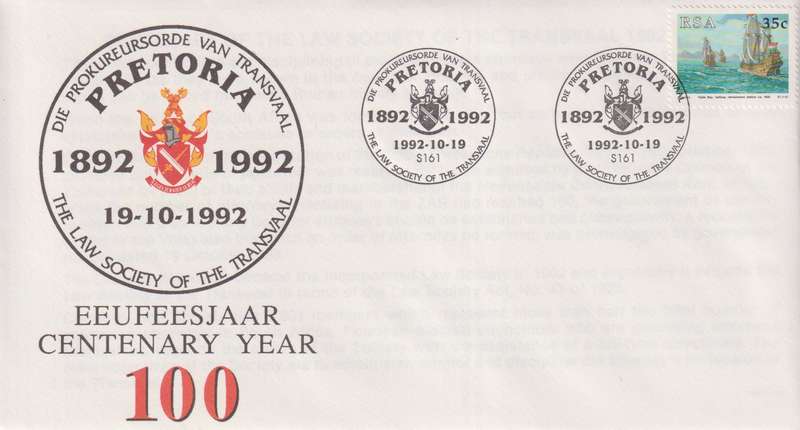 FDC RSA 1992 National Stamp Day - Cape of Good Hope Postal Stones