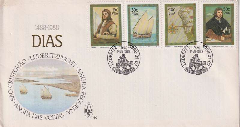 FDC SWA  1988 The 500th Anniversary of Discovery of Cape of Good Hope by Bartolomeu Dias