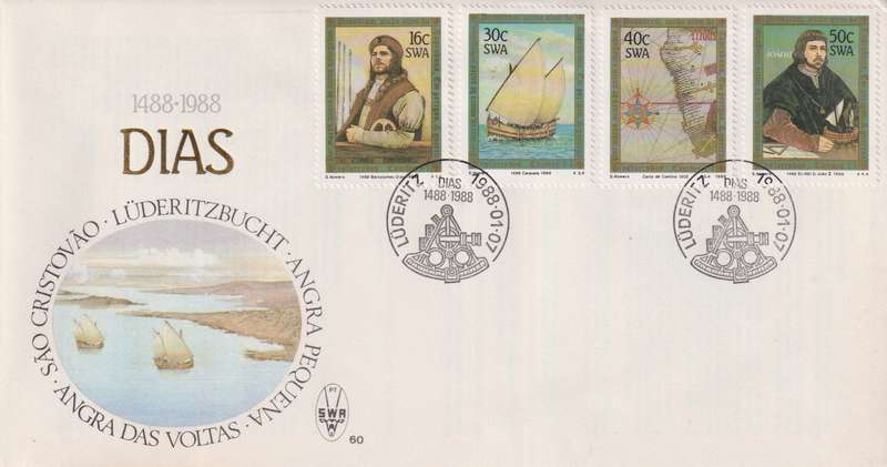 FDC SWA  1988 The 500th Anniversary of Discovery of Cape of Good Hope by Bartolomeu Dias