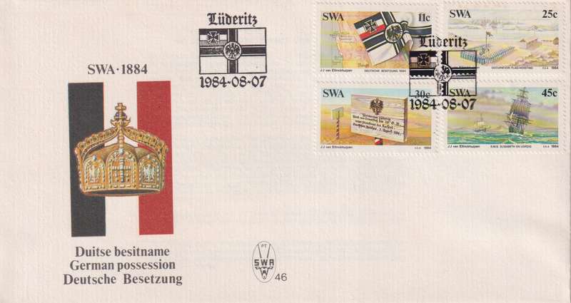 FDC SWA 1984 The 100th Anniversary of Colonization of Southwest Africa by Germany