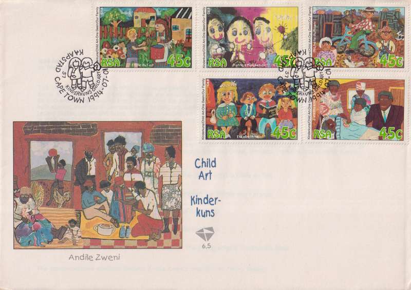 FDC RSA 1994 International Year of the Family. Children's Paintings