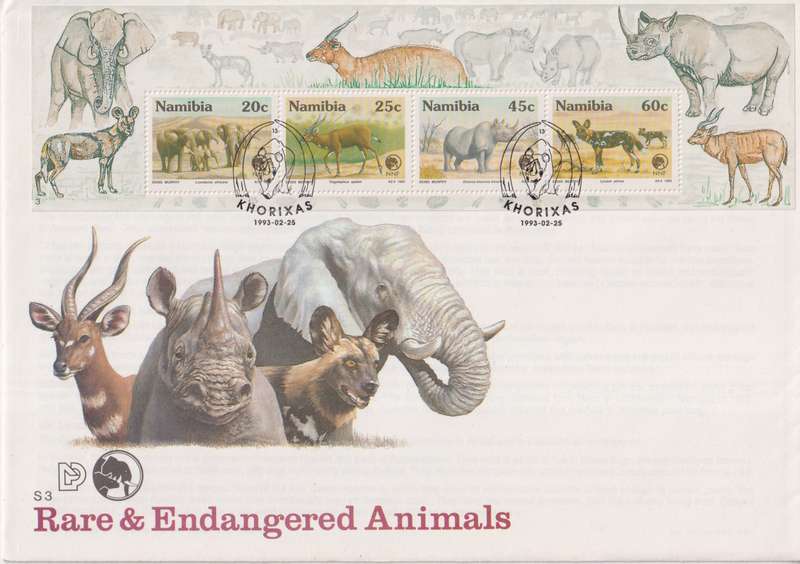 FDC Namibia 1993 Namibia Nature Foundation - Rare and Endangered Species