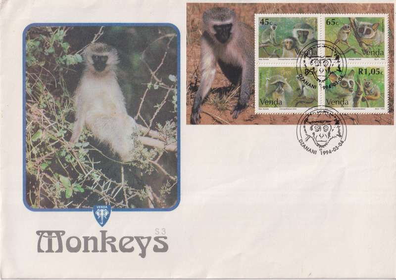 FDC Venda 1994 Monkeys
