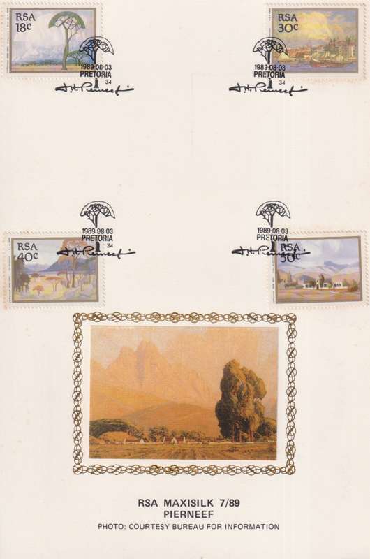 First Day Sheet Silk Limited Edition RSA 1989 Paintings by Jacob Hendrik Pierneef