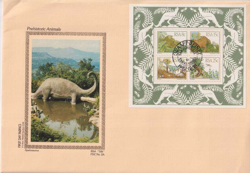 FDC Silk RSA 1982 Dinosaurs