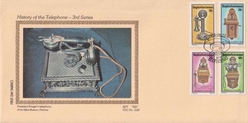 FDC Silk 1983 History of the Telephone