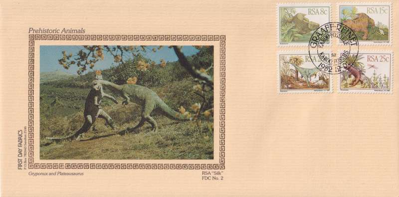 FDC Silk RSA 1982 Dinosaurs