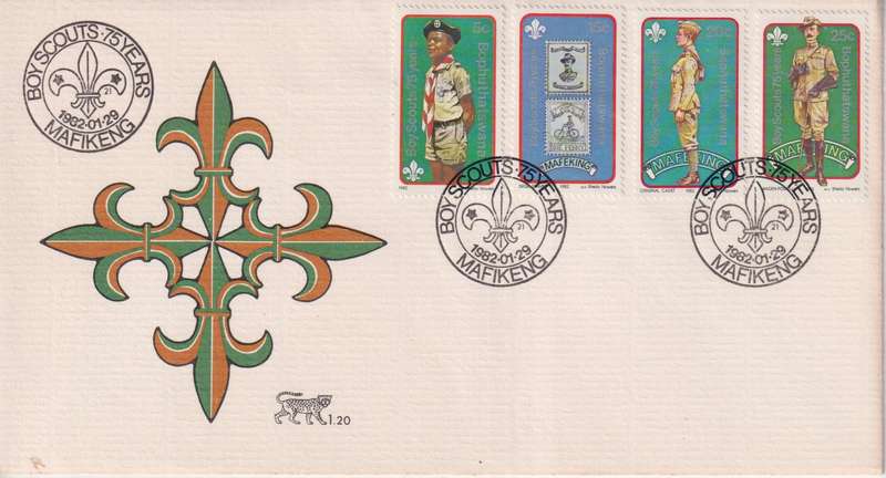 FDC Bophuthatswana 1982 The 75th Anniversary of Boy Scout Movement and 125th Anniversary of the Birt