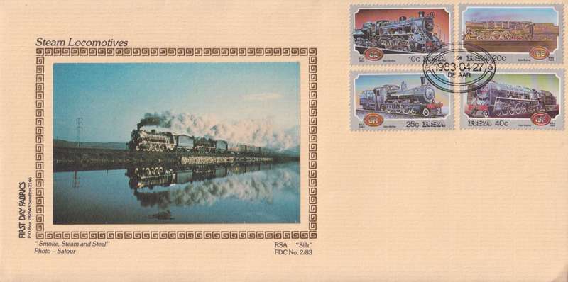 FDC Silk RSA 1983 Steam Railway Locomotives