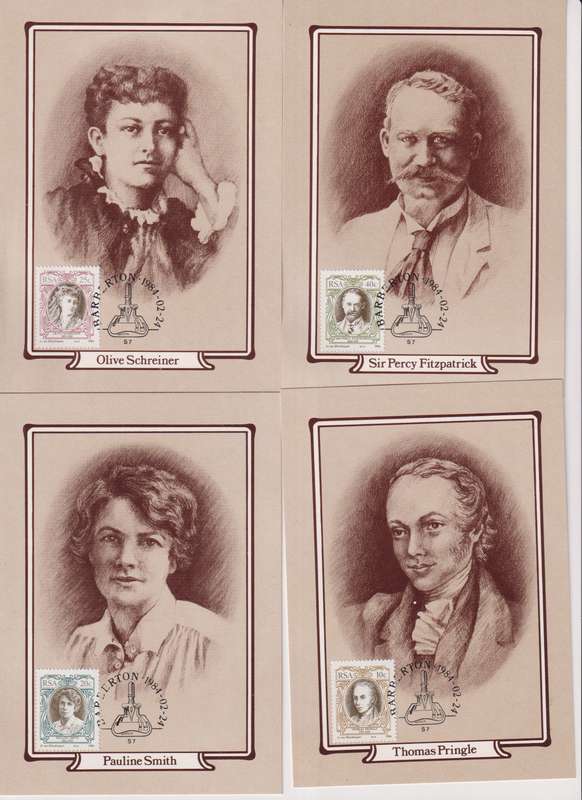 Maxi Card Set of 4 1984 South African English Authors  (Packs Of 10 Bid per pack to take all)