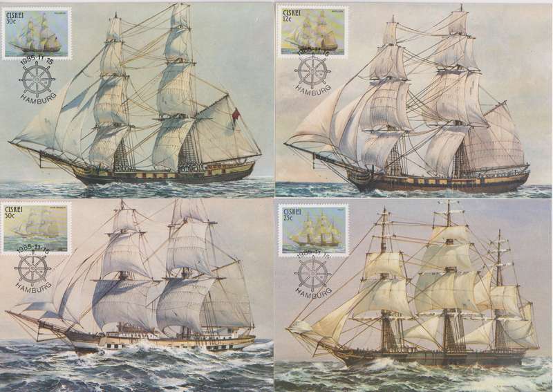 Maxi Card Set of 4 1985 Sailing Ships - Troup Ships (Packs Of 10 Bid per pack to take all)