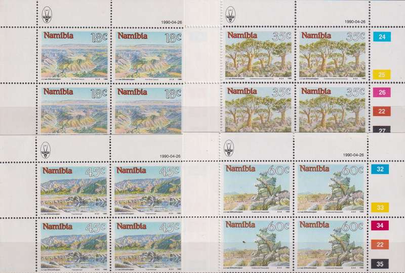 Stamps Control Blocks 1990 Namibia Landscapes