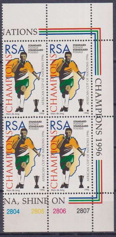 Stamps Control Blocks 1996 South Africa's Victory in African Nations Football Championship