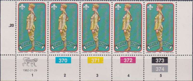 Stamps Control Blocks 1982 The 75th Anniversary of Boy Scout Movement and 125th Anniversary of the B