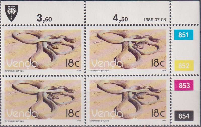 Stamps Venda 1989 Reptiles