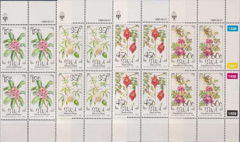 Stamp Control Blocks 1990 Flowers