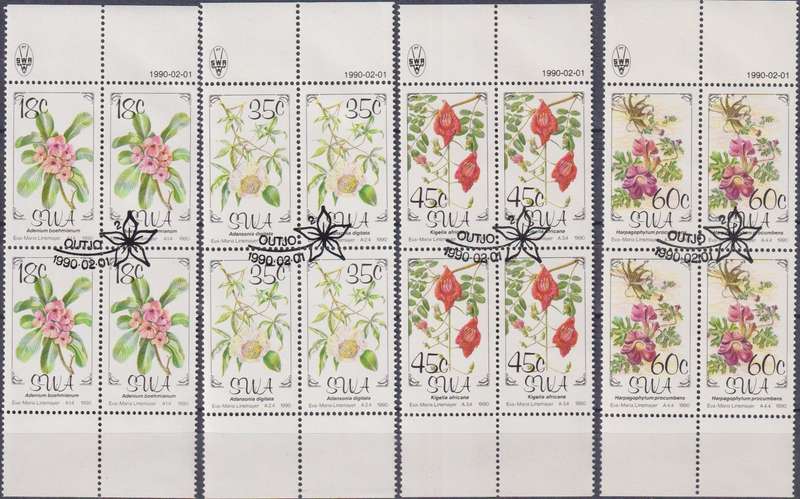 Stamp Control Blocks 1990 Flowers