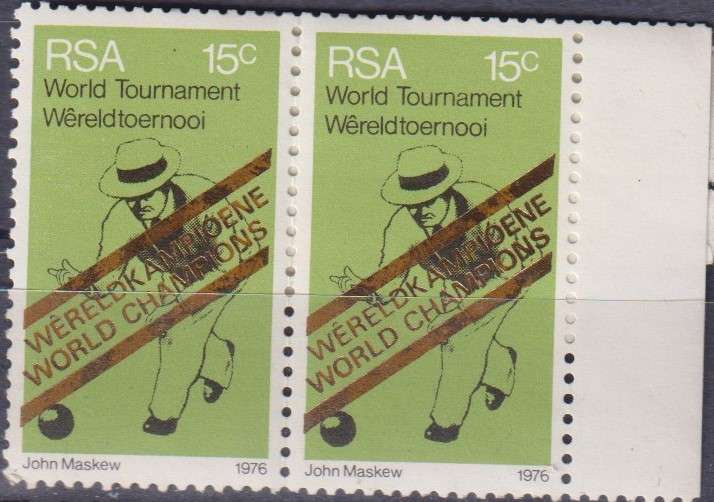 Stamps RSA 1976 South Africa's Victory in World Bowls Championships - Overprinted "WERELDKAMPIOENE -