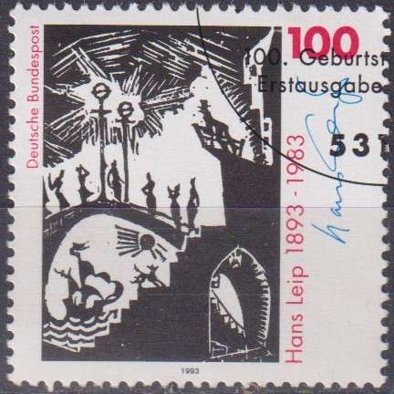 Stamps Germany 1993 The 100th Anniversary of the Birth of Hans Leip, Writer and Lithografic Artist