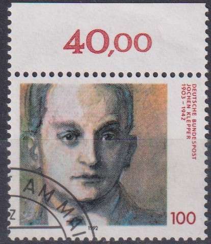 Stamps Germany 1992 The 50th Anniversary of the Death of Jochen Klepper, Writer