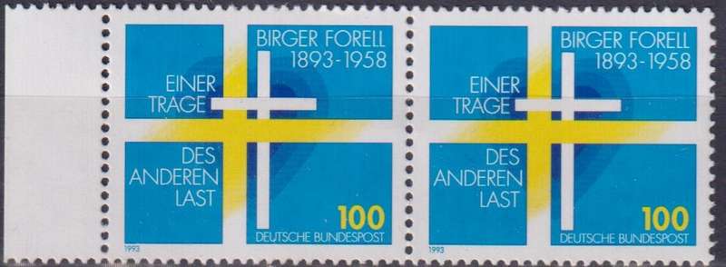 Stamps Germany 1993 The 100th Anniversary of the Birth of Birger Forell, Swedish Theologian