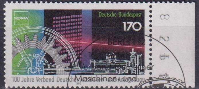 Stamps Germany 1992 The 100th Anniversary of the Society of Mashines and Constructing