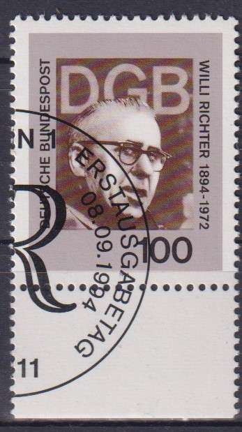 Stamps Germany 1994 The 100th Anniversary of the Birth of Willi Richter, President of a Trade Union