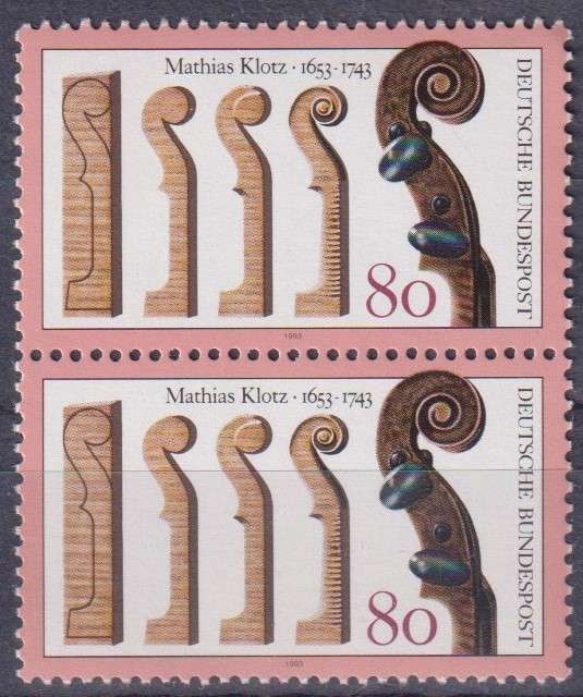 Stamps Germany 1993 The 250th Anniversary of the Death of Mathias Klotz, Instrument Maker