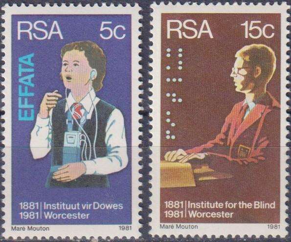 Stamps RSA 1981 The 100th Anniversary of the Institutes for Deaf and Blind, Worcester