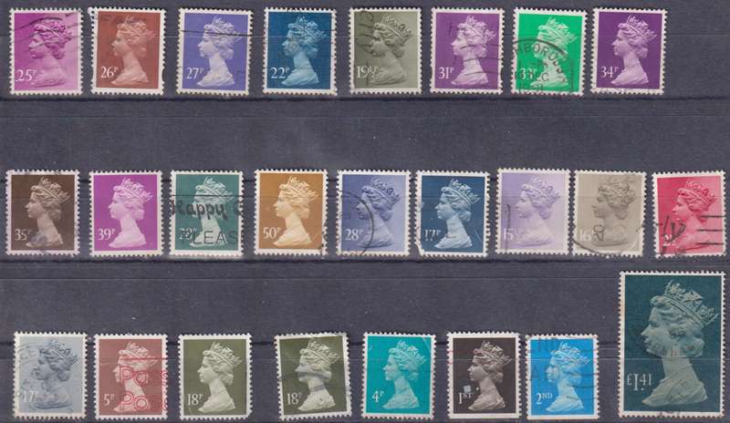 Stamps GB Machims Queen heads