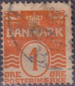 Stamps Denmark 1913 -1914 Wavy Lines