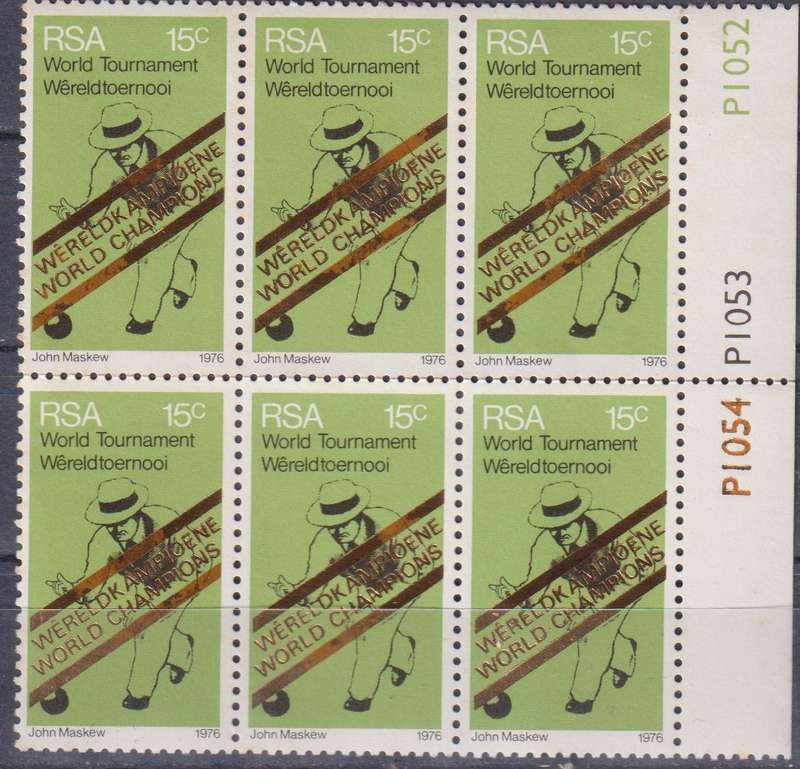 Stamps Control Blocks 1976 South Africa's Victory in World Bowls Championships - Overprinted "WERELD
