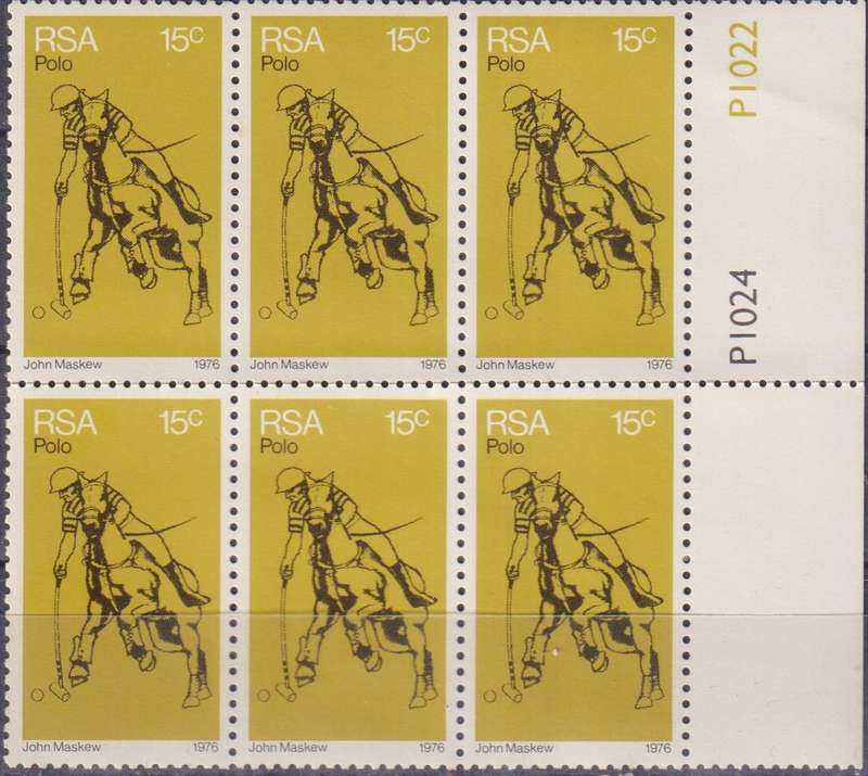 Stamps Control Blocks 1976 The 100th Anniversary of Polo in South Africa - Fluorescent Paper
