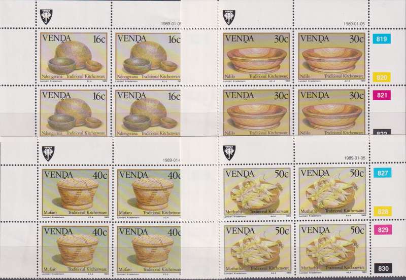 Stamps Control Blocks Venda 1989 Traditional Kitchenware